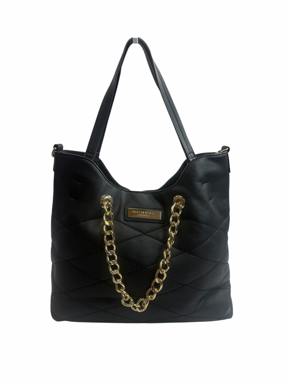 Marc New York by Andrew Marc Black Quilted Shoulder Bag with Gold Chain